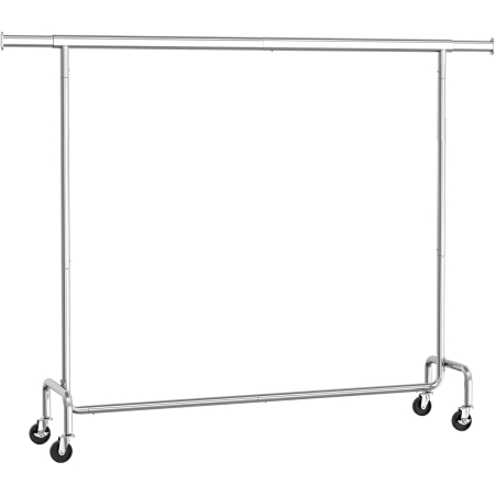 Mobila hol - Suport haine cu roti, bara extensibila pentru umerase, structura metalica sarcina mare, 45x160-200x163 cm, argintiu