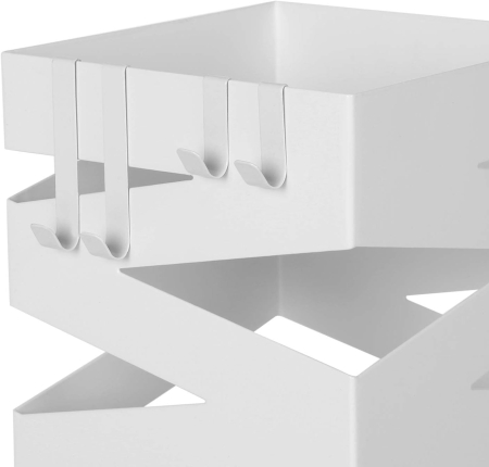 Suport metalic pentru umbrele, cu carlige si tava de picurare, 15x15x49cm, alb [5]