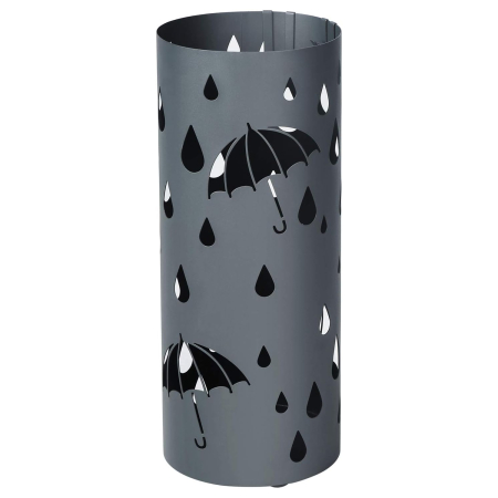 Mobila hol - Suport metalic pentru umbrele, cu carlige si tava de picurare, 20x20x49 cm, gri antracit mat