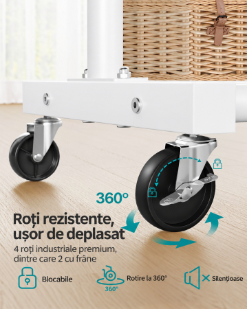 Suport mobil pentru haine cu bara de umerase si raft inferior pentru pantofi, structura metalica, maxim 50 kg, 4 roti pivotante la 360°, idea [3]