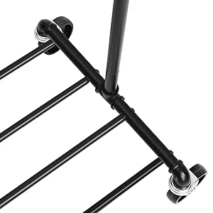 SONGMICS Suport pentru haine, cu raft si sina de agatat, cadru metalic, cu roti, 100x49x163cm, industrial, negru [2]