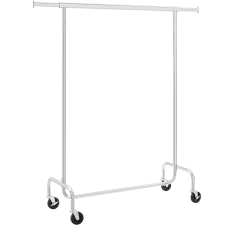 Umerase si huse haine - Suport pentru haine cu sina superioara extensibila, pe roti, reglabil pe latime, 45x(110-150)x160cm, inox argintiu