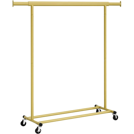 Umerase si huse haine - Suport pentru haine cu sina superioara extensibila, pe roti, reglabil pe latime, 45x(92-132)x160cm, auriu