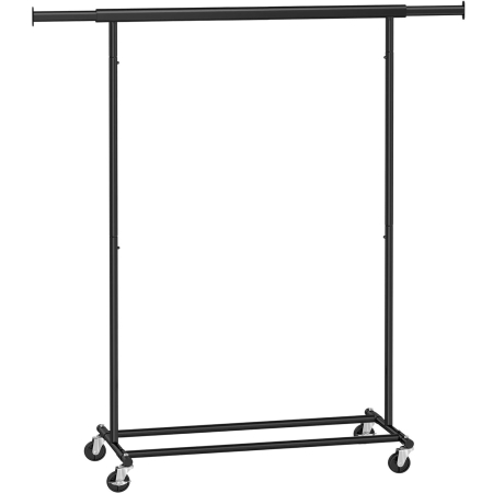 Living & hol - Suport pentru haine cu sina superioara extensibila, pe roti, reglabil pe latime, 45x(92-132)x160cm, negru