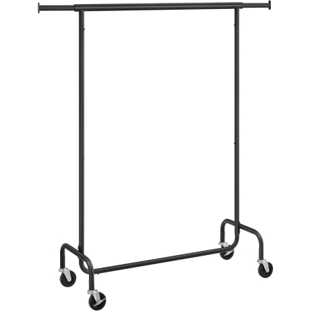 Living & hol - SONGMICS Suport pentru haine extensibil pe roti, bara reglabila 110-150 cm, stil industrial, 150x45x160 cm, negru