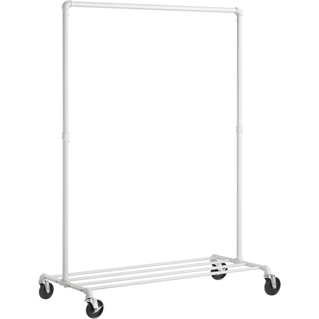 Living & hol - Suport pentru haine mobil cu raft inferior, cadru metalic, stil industrial, 100x49x163 cm, alb