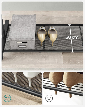 Suport pentru haine mobil cu roti, bara umerase si raft, stil industrial, 91x41x158 cm, negru [6]