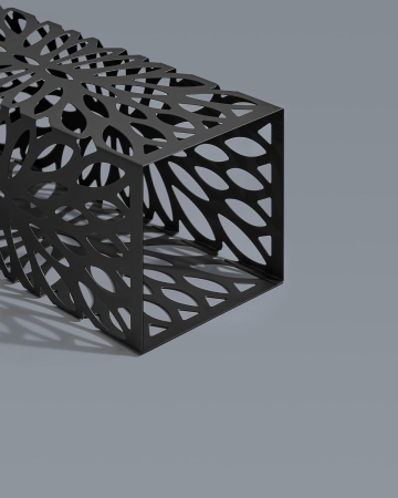Suport umbrele metalic cu recipient apa, 4 carlige, decupaje geometrice, otel si plastic, 16x16x41 cm, negru [5]