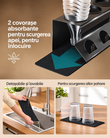 Suport pentru uscarea si depozitarea a 3 sticle, compatibil cu sticle din plastic si sticla pentru aparate de carbonatare, structura rezisten [5]