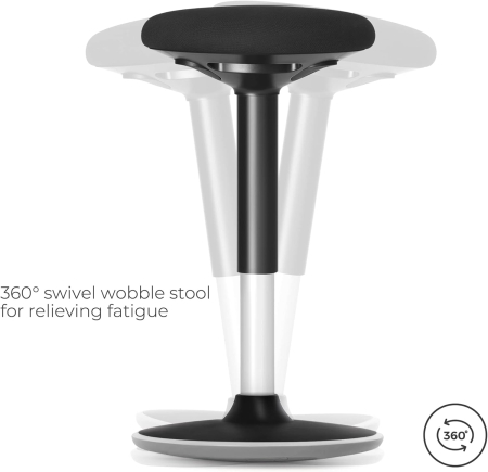 Taburet birou ergonomic, inclinare multidirectionala, rotativ 360Â°, reglabil pe inaltime 56-81 cm, negru [2]