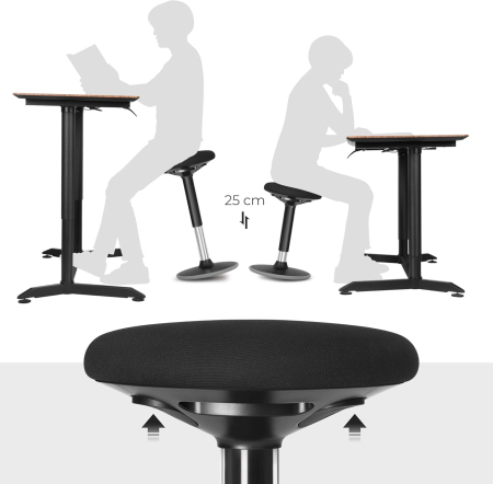 Taburet birou ergonomic, inclinare multidirectionala, rotativ 360Â°, reglabil pe inaltime 56-81 cm, negru [5]