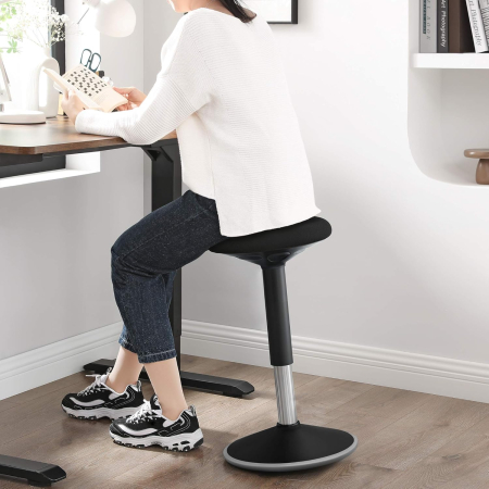 Taburet birou ergonomic, inclinare multidirectionala, rotativ 360Â°, reglabil pe inaltime 56-81 cm, negru [8]