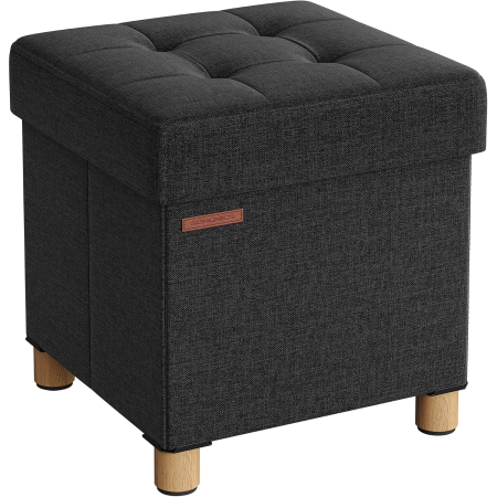 Living & hol - Taburet depozitare cu sezut confortabil, capacitate 300 kg, 37 L, 38x38x40 cm, negru