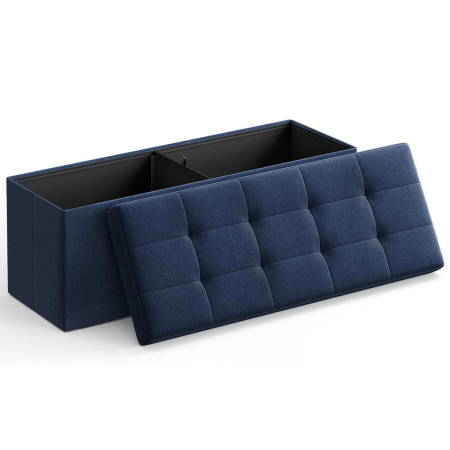 Living & hol - Taburet pliabil cu sezut moale, spatiu de depozitare 131litri, maxim 300kg, 110x38x38cm, albastru inchis