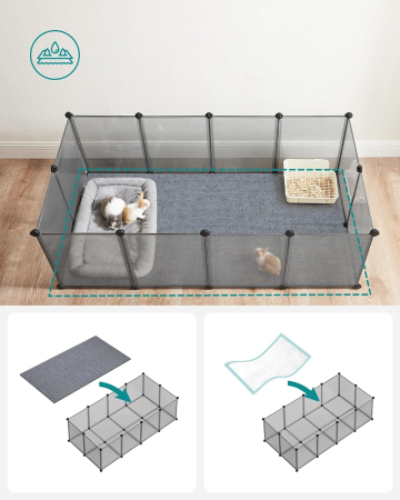 Tarc pentru animale de companie, din plastic, DIY, configurabil, 143x73x46cm, gri [5]