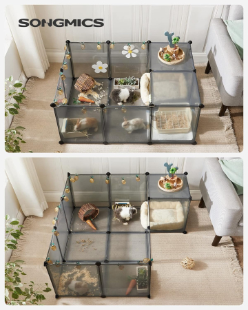 Tarc pentru animale de companie, din plastic, DIY, configurabil, 143x73x46cm, gri [1]