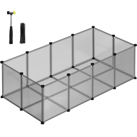 Tarc pentru animale de companie, din plastic, DIY, configurabil, 143x73x46cm, gri