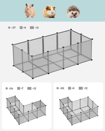 Tarc pentru animale de companie, din plastic, DIY, configurabil, 143x73x46cm, gri [2]
