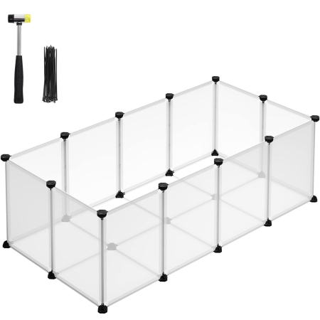 Tarc pentru animale mici rozatoare, din plastic, modulara, 125x63x42 cm, alb