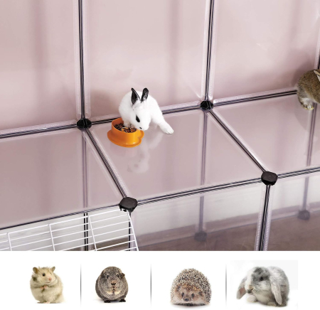 Tarc animale mici rozatoare plastic modular diy, 143x108x92 cm, panouri transparente, alb [6]