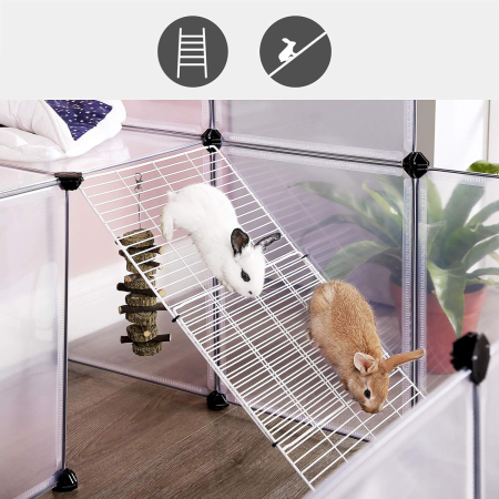 Tarc animale mici rozatoare plastic modular diy, 143x108x92 cm, panouri transparente, alb [5]