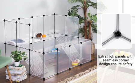 Tarc animale mici rozatoare plastic modular diy, 143x108x92 cm, panouri transparente, alb [1]