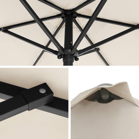 Umbrela de gradina 200 cm, inclinare dubla 30Â°, poliester UPF 50+, cadru metalic, bej [6]