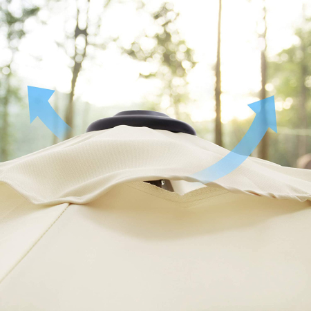 Umbrela de gradina 200 cm, inclinare dubla 30Â°, poliester UPF 50+, cadru metalic, bej [7]