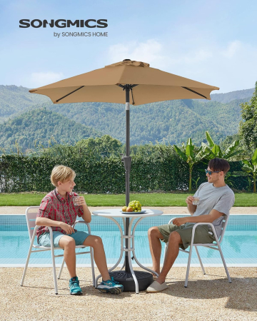 Umbrela de gradina 200 cm, inclinare dubla 30Â°, poliester UPF 50+, cadru metalic, maro taupe [3]