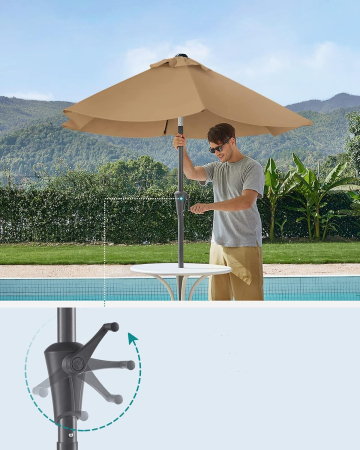 Umbrela de gradina 200 cm, inclinare dubla 30Â°, poliester UPF 50+, cadru metalic, maro taupe [4]