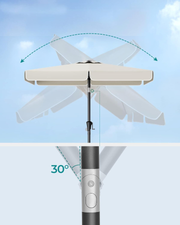 Umbrela de gradina cu manivela, 200x150 cm, UPF 50+, inclinare 30Â°, structura metalica, bej [2]