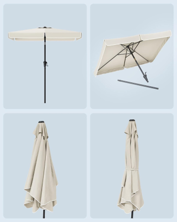 Umbrela de gradina cu manivela, 200x150 cm, UPF 50+, inclinare 30Â°, structura metalica, bej [1]