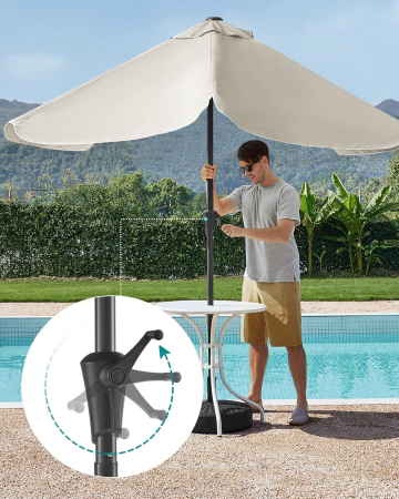 Umbrela de gradina cu manivela, 200x150 cm, UPF 50+, inclinare 30Â°, structura metalica, bej [7]