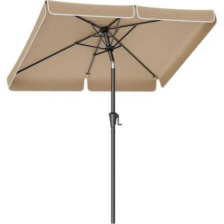 Umbrele - Umbrela de gradina cu manivela, 200x150 cm, UPF 50+, inclinare 30Â°, structura metalica, maro taupe