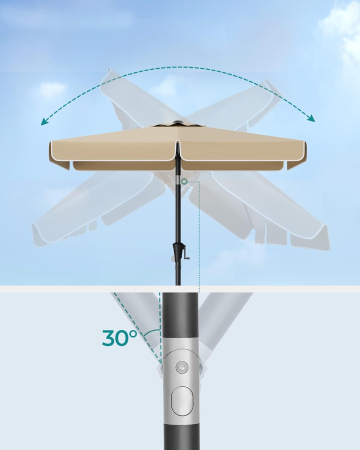 Umbrela de gradina cu manivela, 200x150 cm, UPF 50+, inclinare 30Â°, structura metalica, maro taupe [2]