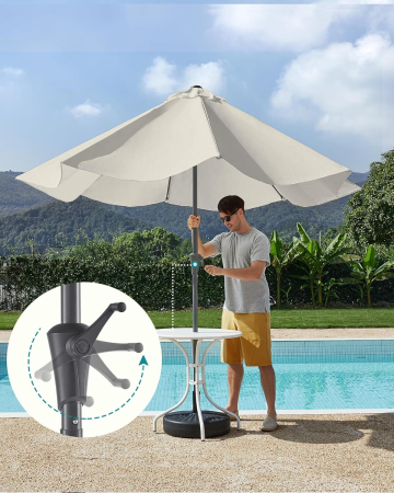 Umbrela de gradina cu manivela, 330 cm, UPF 50+, inclinare 30Â°, structura metalica cu 8 spite, bej [2]