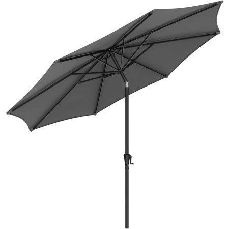 Umbrela de gradina cu manivela, 330 cm, UPF 50+, inclinare 30Â°, structura metalica cu 8 spite, gri [5]