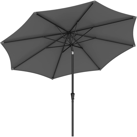 Umbrele - Umbrela de gradina cu manivela, 330 cm, UPF 50+, inclinare 30Â°, structura metalica cu 8 spite, gri