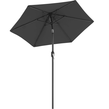 Gradina - SONGMICS Umbrela de gradina, cu manivela pentru deschidere, sistem inclinare, 200cm, gri