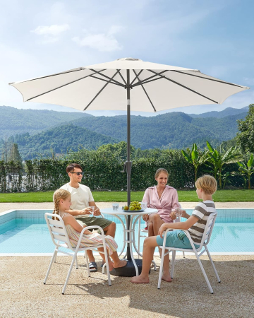 SONGMICS Umbrela de gradina, cu manivela pentru deschidere, sistem inclinare, 300cm, bej [1]