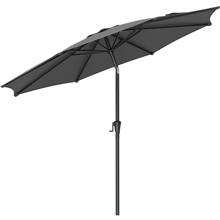 Prelate, pavilioane, umbrele terasa - Umbrela gradina cu manivela si sistem inclinare 30, poliester 180g/m2 UPF 50+, stalp metalic, D300 cm, gri