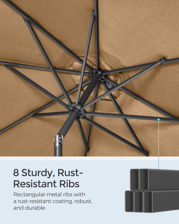 Umbrela de gradina, cu manivela pentru deschidere, sistem inclinare, 300cm, taupe [3]