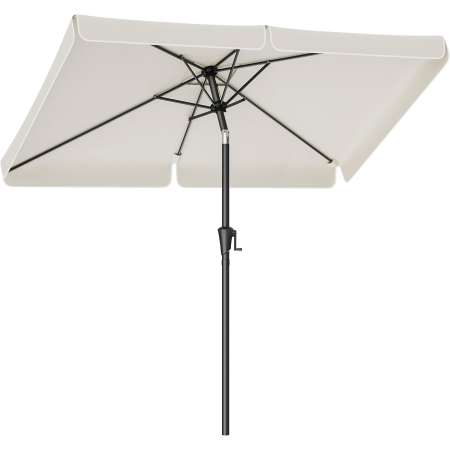 Prelate, pavilioane, umbrele terasa - Umbrela de gradina cu manivela, UPF 50+, inclinare 30Â°, structura metalica, 300x200 cm, bej