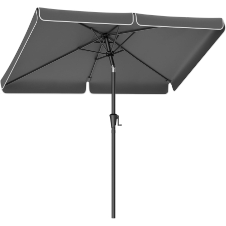 Gradina & balcon - Umbrela de gradina cu manivela, UPF 50+, inclinare 30Â°, structura metalica, 300x200 cm, gri
