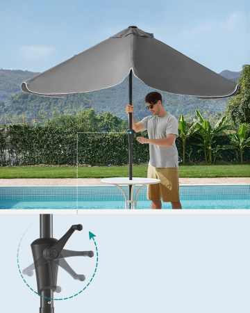 Umbrela de gradina cu manivela, UPF 50+, inclinare 30Â°, structura metalica, 300x200 cm, gri [2]