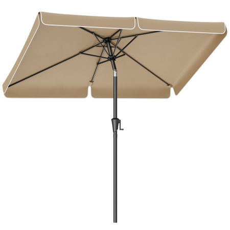 Gradina & balcon - Umbrela de gradina cu manivela, UPF 50+, inclinare 30Â°, structura metalica, 300x200 cm, maro taupe