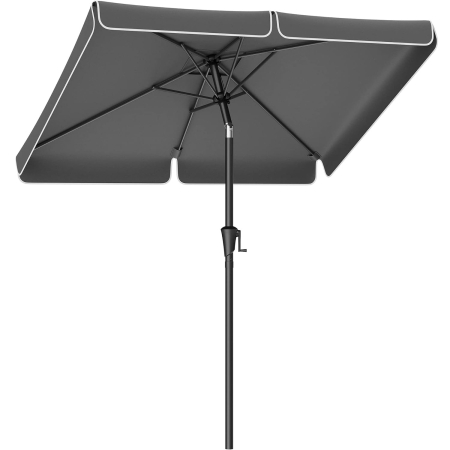 Prelate, pavilioane, umbrele terasa - Umbrela terasa dreptunghiulara cu manivela si inclinare 30, poliester 180g/m2 UPF 50+, 200x150 cm, gri
