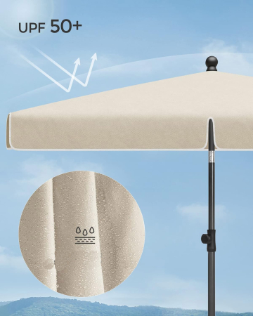 SONGMICS Umbrela terasa gradina sau plaja, cu inclinare, 200x125cm, bej [5]