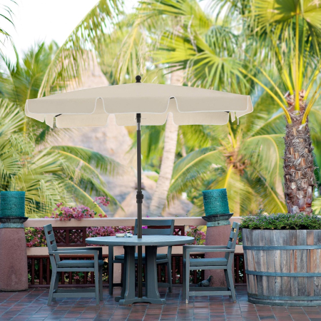 SONGMICS Umbrela terasa gradina sau plaja, cu inclinare, husa, 180x125cm, bej [7]