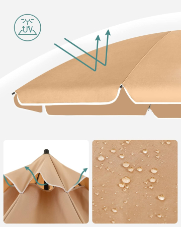 Umbrela terasa sau plaja cu inclinare si husa protectie, diametru 160 cm, taupe [3]